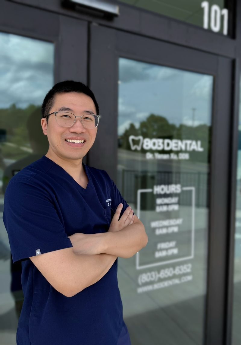Dr. Yenan Xu outside 803 Dental in Fort Mill